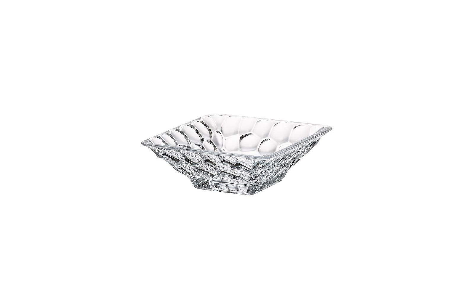 Barski Glass Small Bowl - Square - Pebbled Textured Exterior Design - 4.2'' - Set Of 4 - For Ice Cream - Nuts - Chocolate - Frui